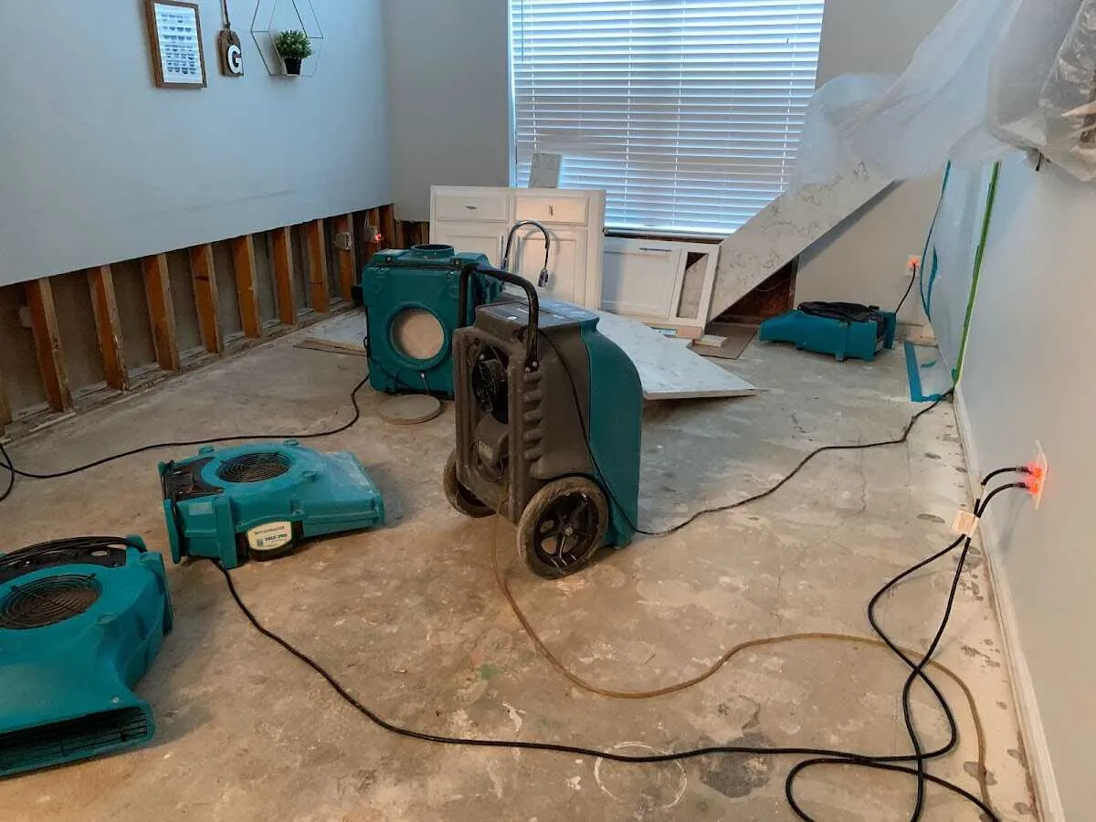 Dehumidifier in flood-cut room for Water Damage Restoration in Schaghticoke